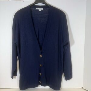 St. John Separates Knit Cardigan. Navy Blue
